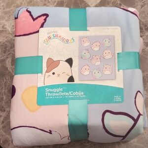 Squishmallows Pastel Pink & Light Blue Snuggle Throw Blanket